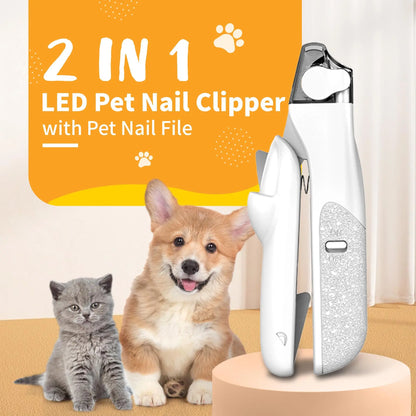 2 IN 1 Pet Nail Clipper, with LED Light for Pet with the light Nails,Precise Cat & Dog Nail Trimmer For Safe