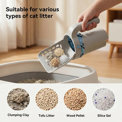 🔥 50% OFF TODAY | All-in-One Cat Litter Scoop with Built-In Waste Bag Holder | Cleaner One-Hand Cat Litter Cleaning Tool