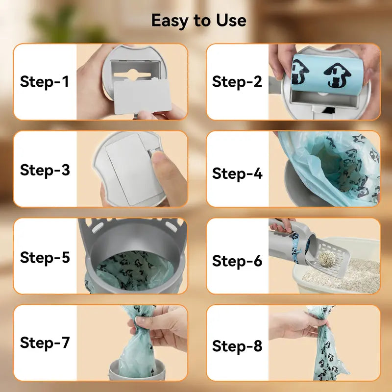 🔥 50% OFF TODAY | All-in-One Cat Litter Scoop with Built-In Waste Bag Holder | Cleaner One-Hand Cat Litter Cleaning Tool