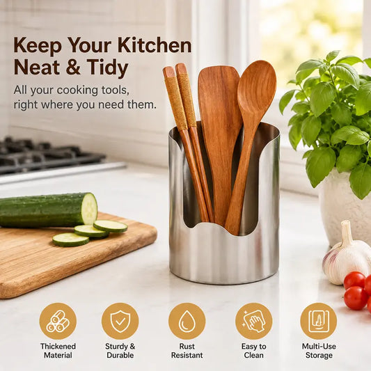 Stainless Steel Utensil Holder – Rust-Resistant Kitchen Organizer