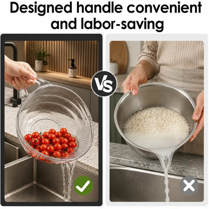 Multipurpose Rice Washing Bowl Strainer with Handle