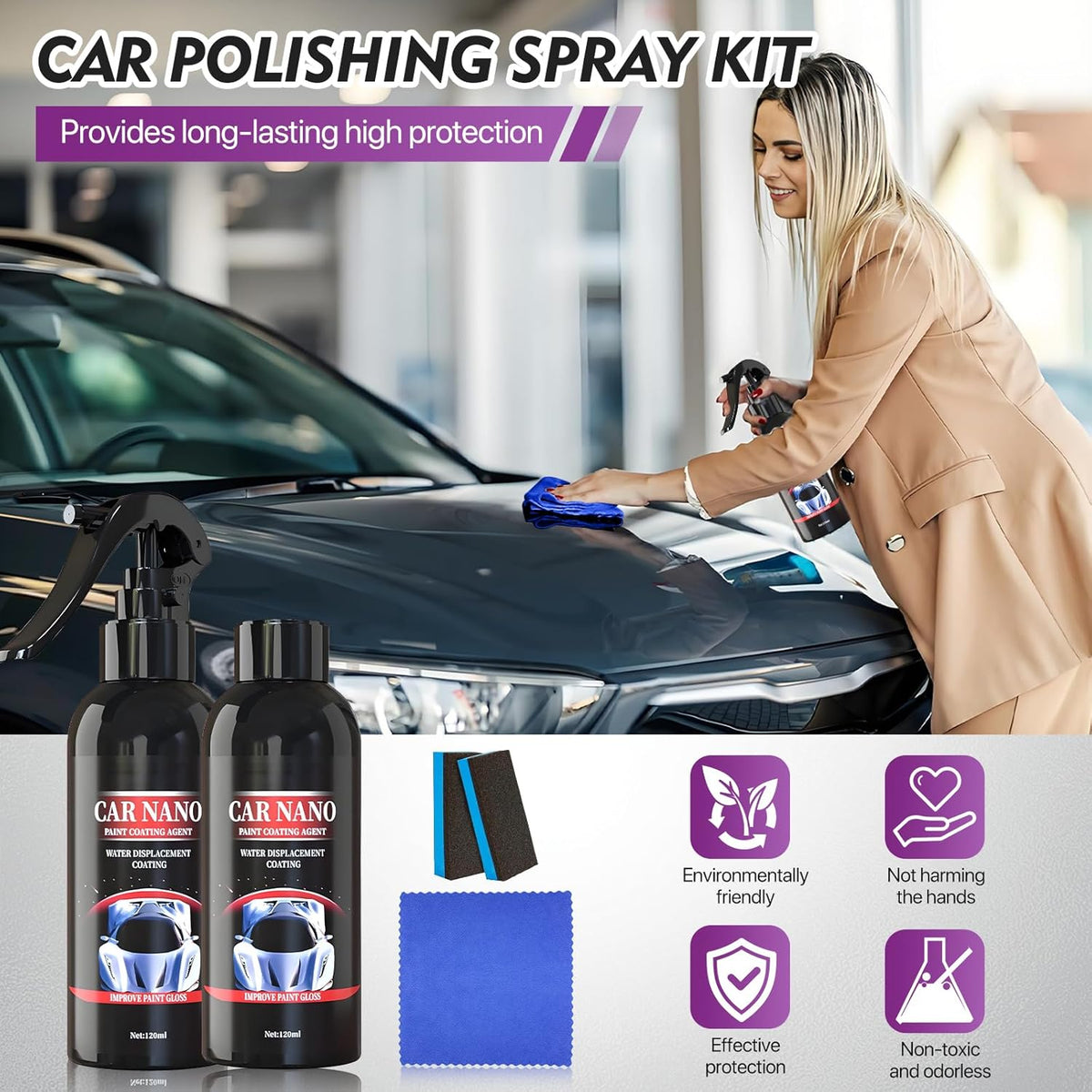 120 ml Nano Car Coating Spray for Paint, Glass, Plastic
