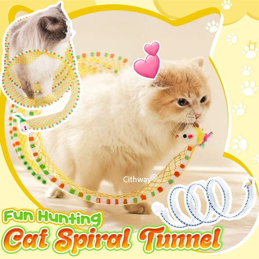 Cat Self Play Spiral Kitten Collapsible Spring Tunnel Toy for Indoor Cats with Feather and Bell