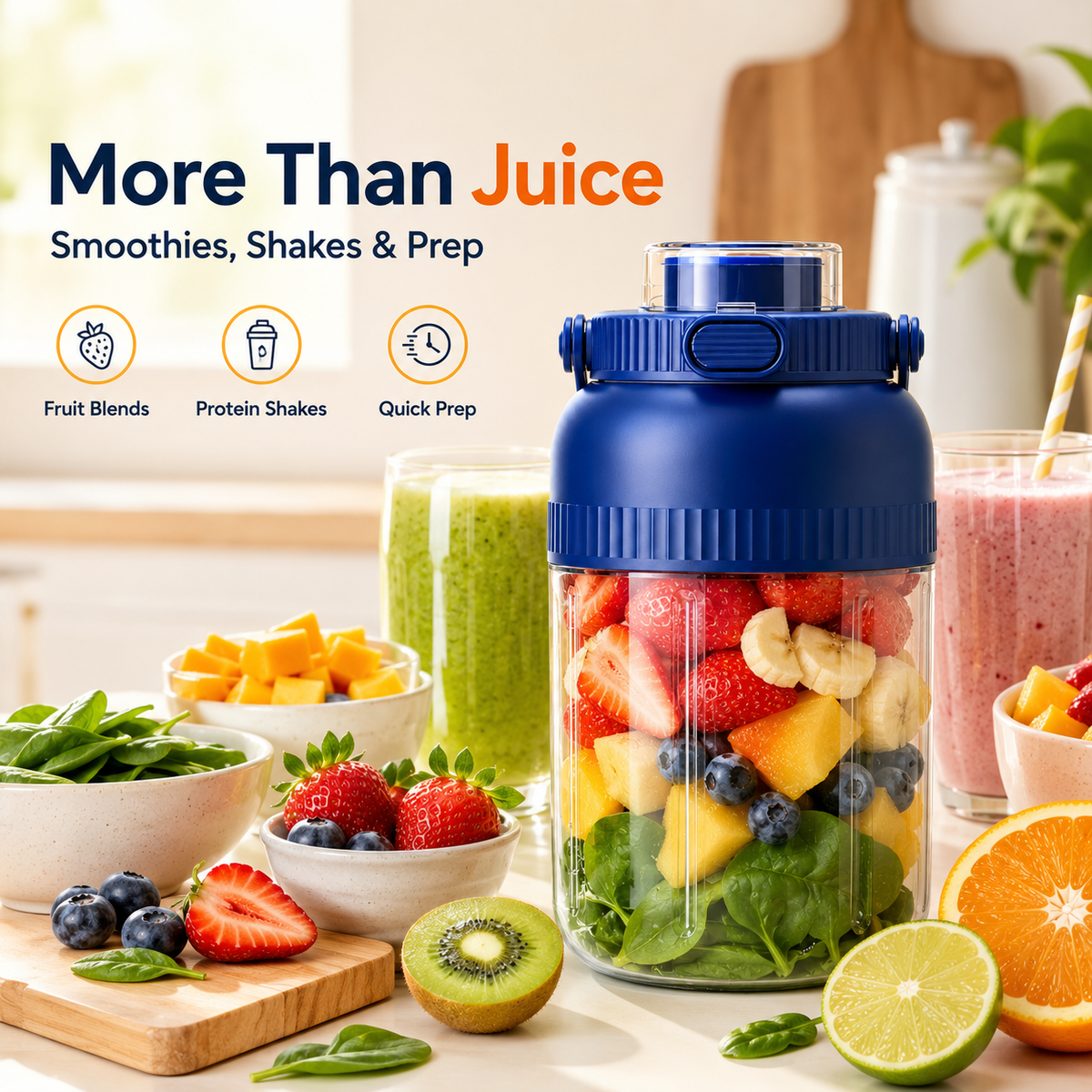 800ml Portable Electric Juicer Blender – Fresh Juice, Smoothies & Shakes Anywhere