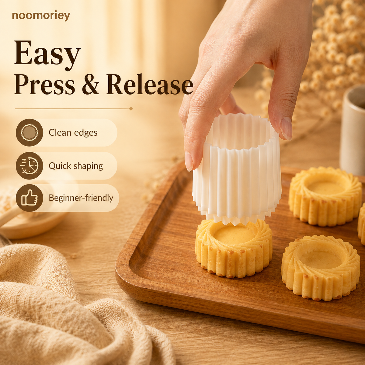 Sunflower-Patterned Round Hand-Press Mooncake Mold