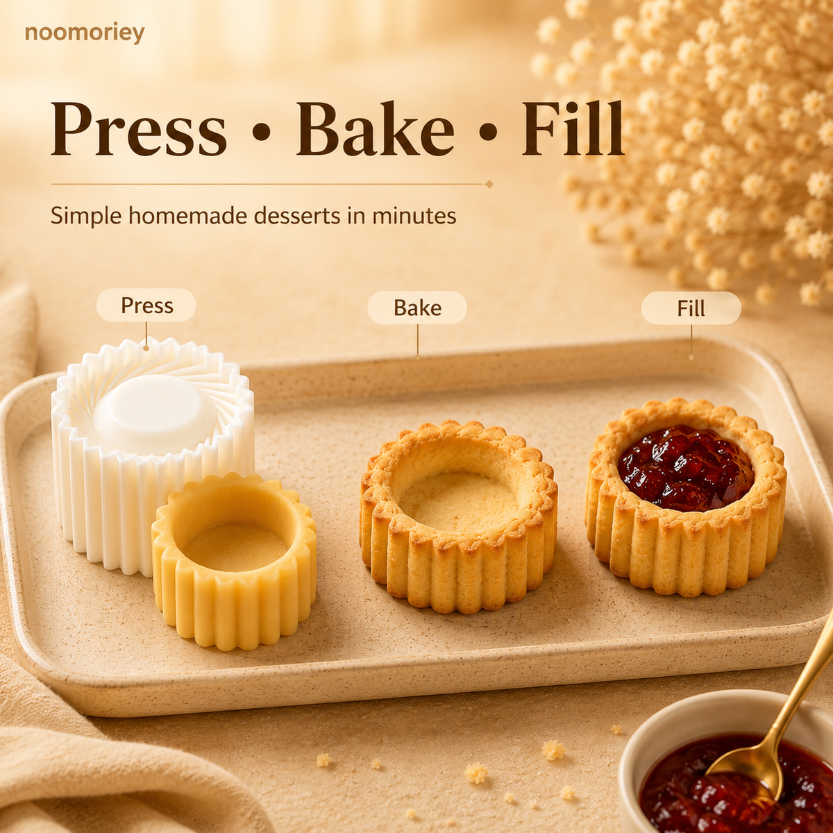Sunflower-Patterned Round Hand-Press Mooncake Mold