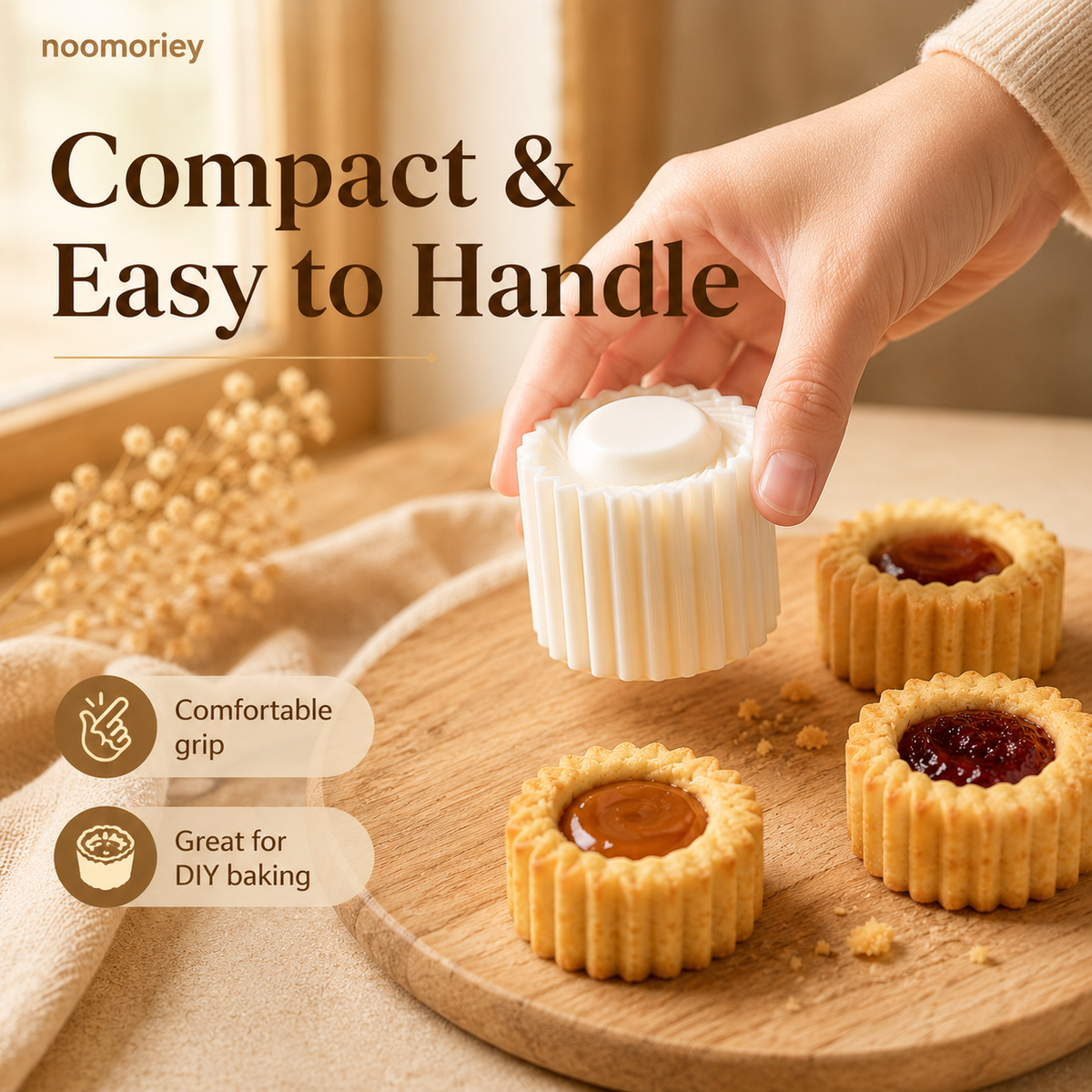Sunflower-Patterned Round Hand-Press Mooncake Mold