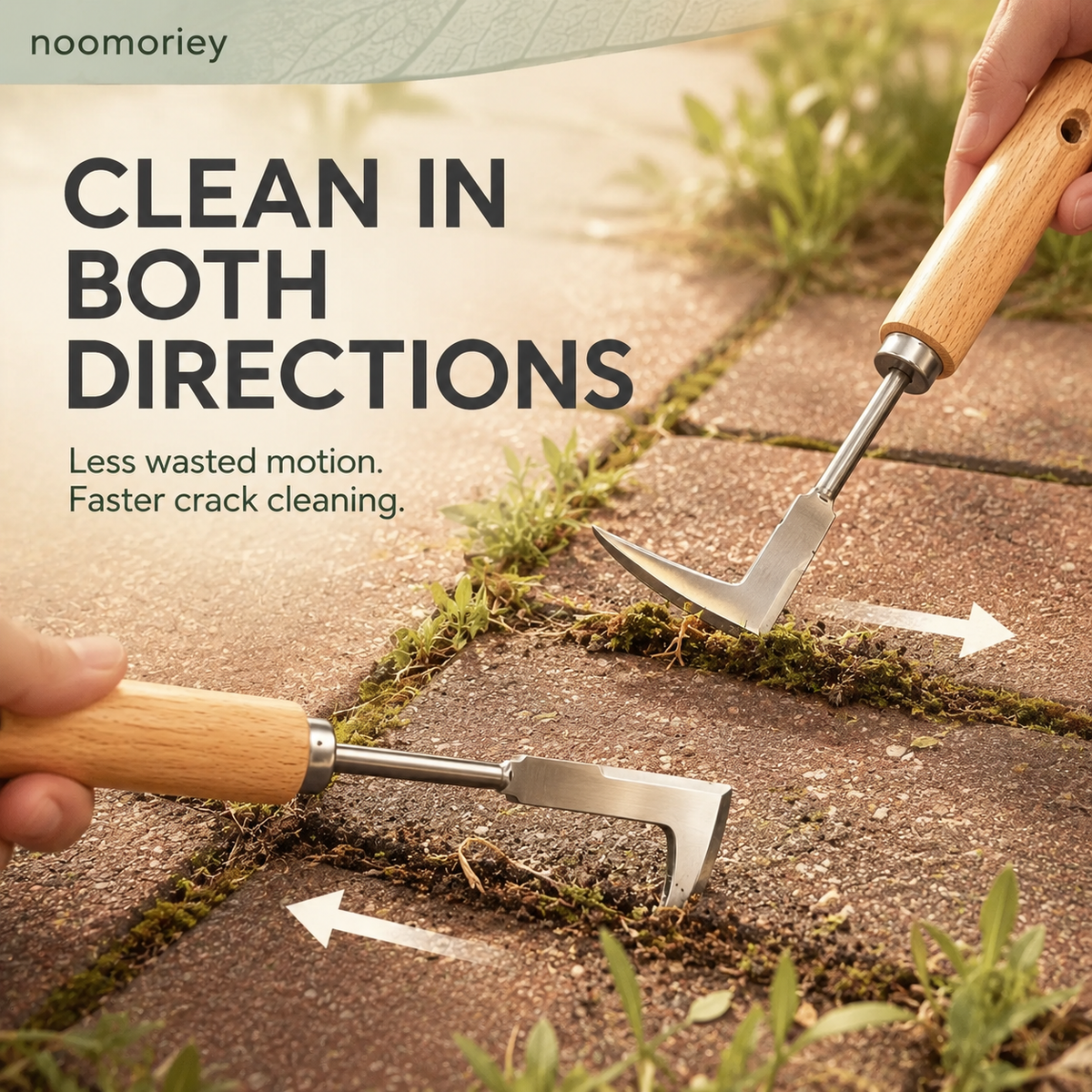 Wooden Handle Crevice Weeder, Stainless Steel Manual Grass Remover for Patio, Pathways & Yards