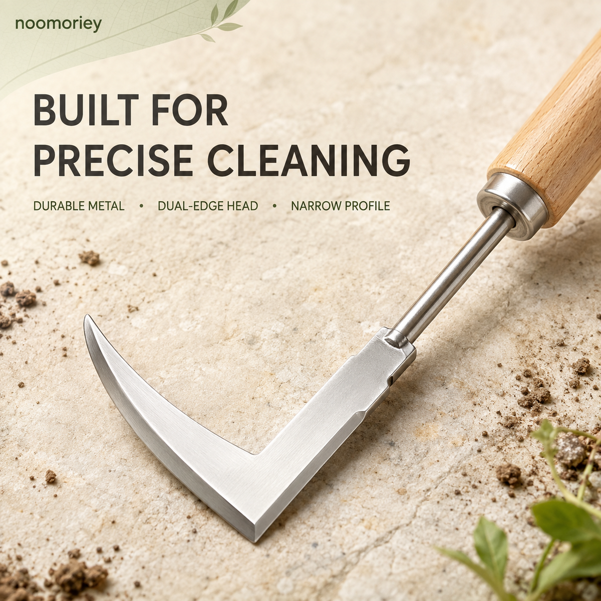 Wooden Handle Crevice Weeder, Stainless Steel Manual Grass Remover for Patio, Pathways & Yards