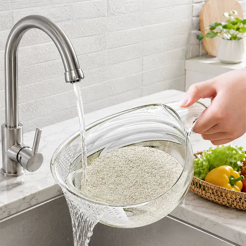 Multipurpose Rice Washing Bowl Strainer with Handle
