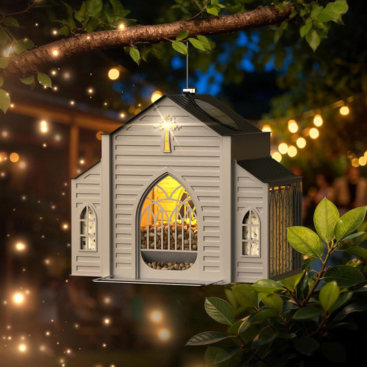 ✝️Rustic Church-Shaped Metal Solar Bird Feeder for Outdoor Garden🔥