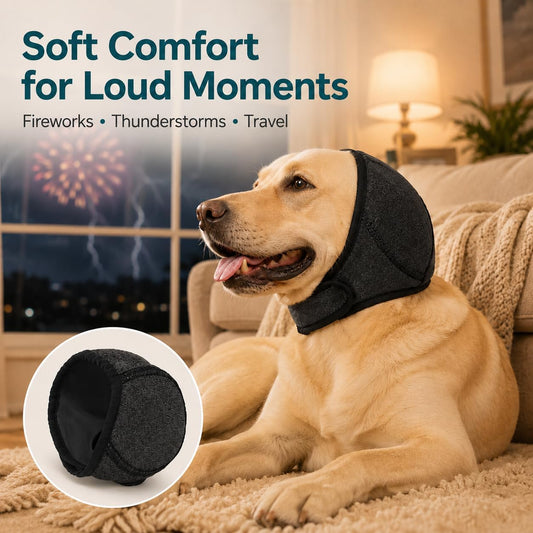 Dog Calming Ear Wraps 🐶 – Noise Cancelling & Waterproof Ear Cover for Anxiety Relief, Fireworks & Bath Protection 💧